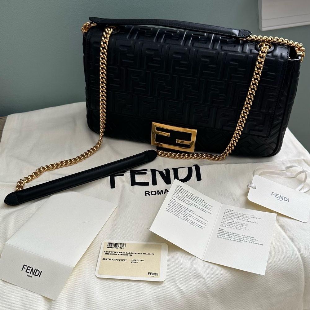Authentic Large Fendi Baguette Chain Black